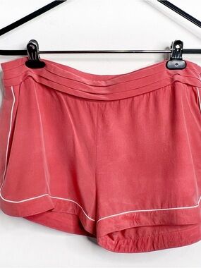 Stefanel Coral Pink 100% Silk Shorts with White Piping US Size 8